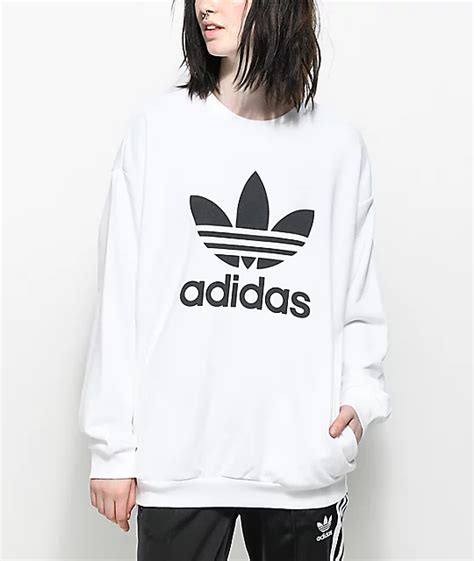 adidas damen trefoil sweatshirt weiß|adidas crew sweatshirts for men.